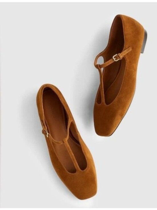 Madewell Shoes - Madewell The Mylie T-Strap Flat Shoes Tan Suede Size 8 New